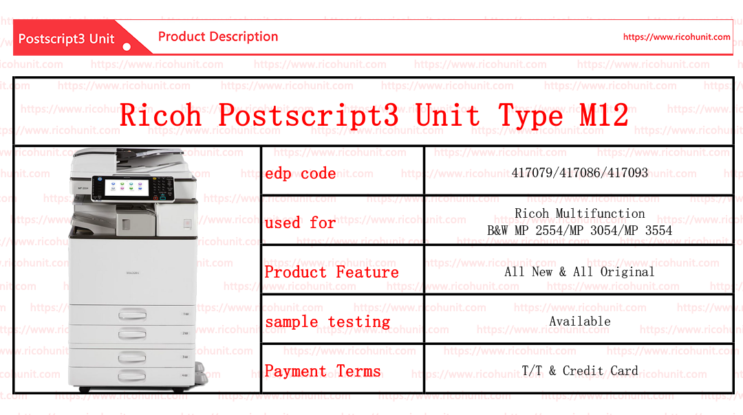 Fartory price Ricoh postscript3 unit type M12 China manufacture 