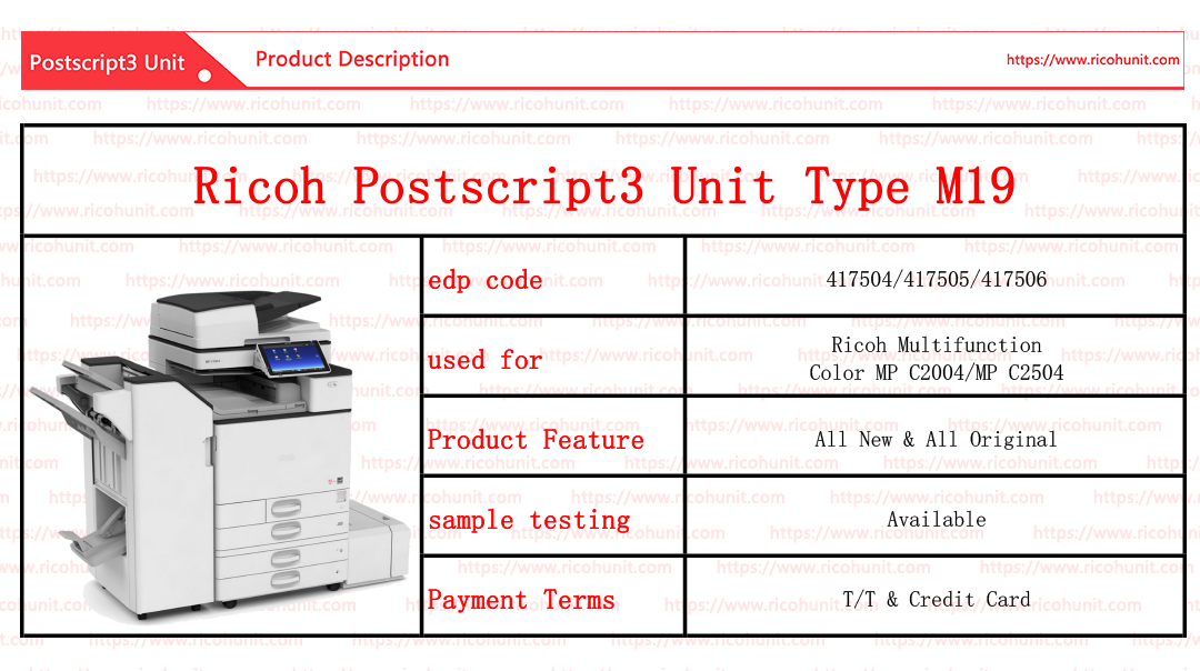 Factory Direct High Quality Ricoh postscript3 unit type M19 China Supplier 