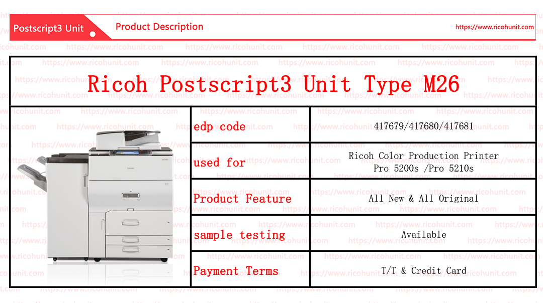 Factory Seller: Ricoh PostScript3 M26 Unit - Postscript 3 Units at Wholesale OEM Prices