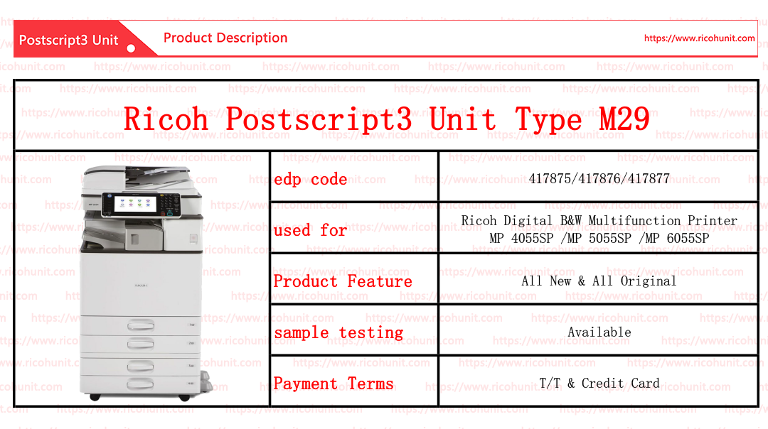  Original factory Ricoh postscript3 unit type M29 Supplier