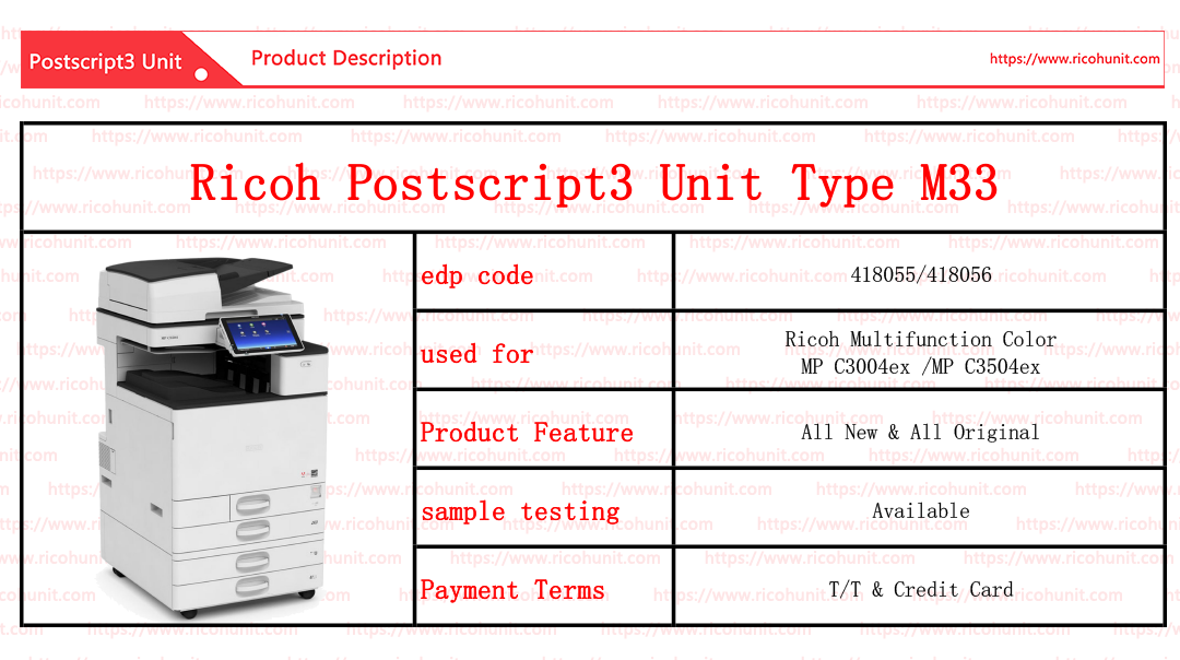 Manufactory Wholesale Ricoh postscript3 unit type M33 Supplier