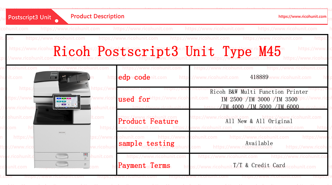 original quality Ricoh postscript3 unit type M45