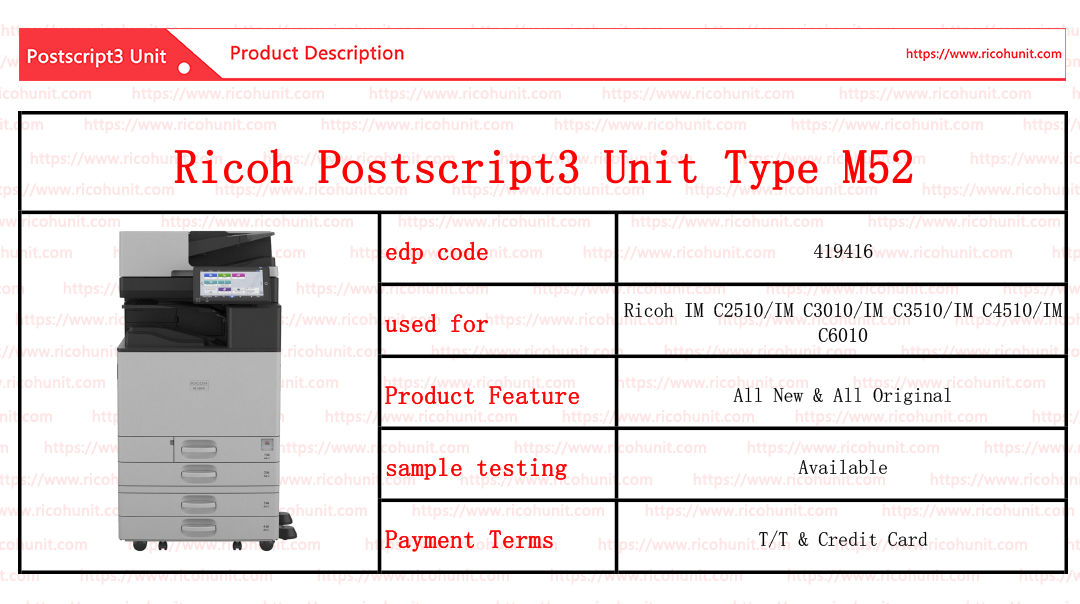 Wholesale OEM Hot Selling: Ricoh PostScript3 M52 Unit - Genuine Used with Factory Warranty