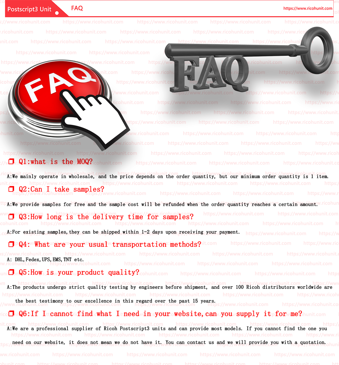 Frequently asked question about Ricoh postscript3 unit,Ricoh FAQ