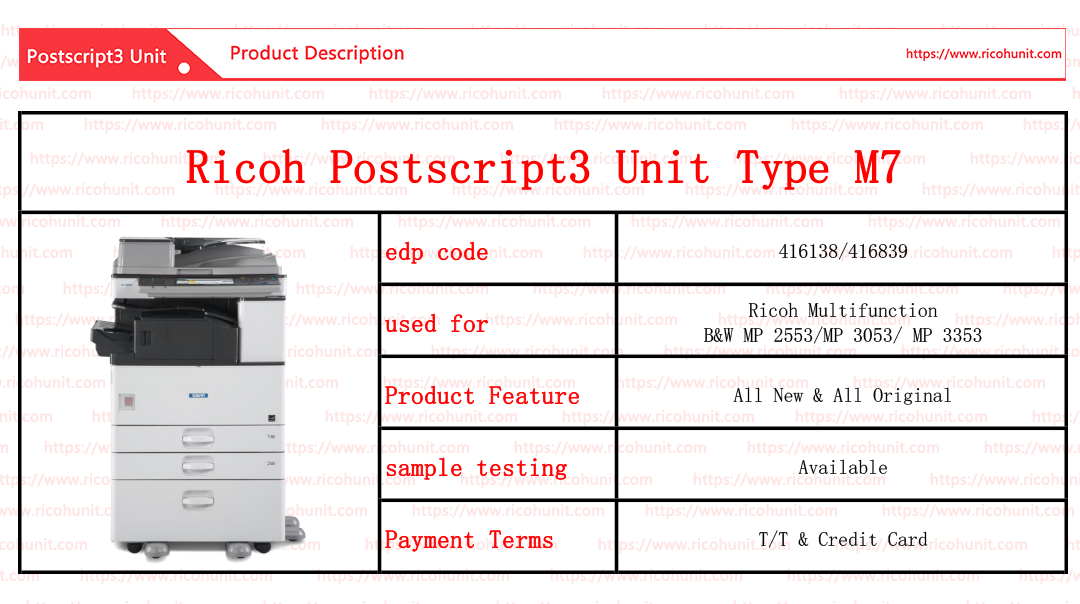 Good quality and price of Ricoh postscript3 unit type M7 China Supplier 