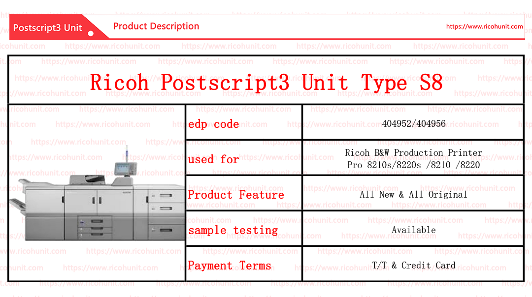 Good quality and price of Ricoh postscript 3 unit type S8 Distributor